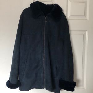 Woman’s blue sheepskin coat